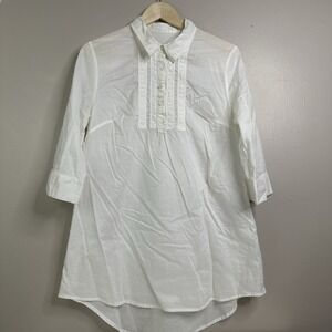 Calypso St. Barth White Cotton Linen Swimsuit Cover-Up Tunic‎ Boho Resort Large